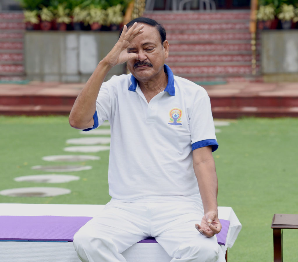 The Vice President, Shri M. Venkaiah Naidu performing Yoga, on the occasion of the 6th International Day of Yoga 2020, in New Delhi on June 21, 2020.
