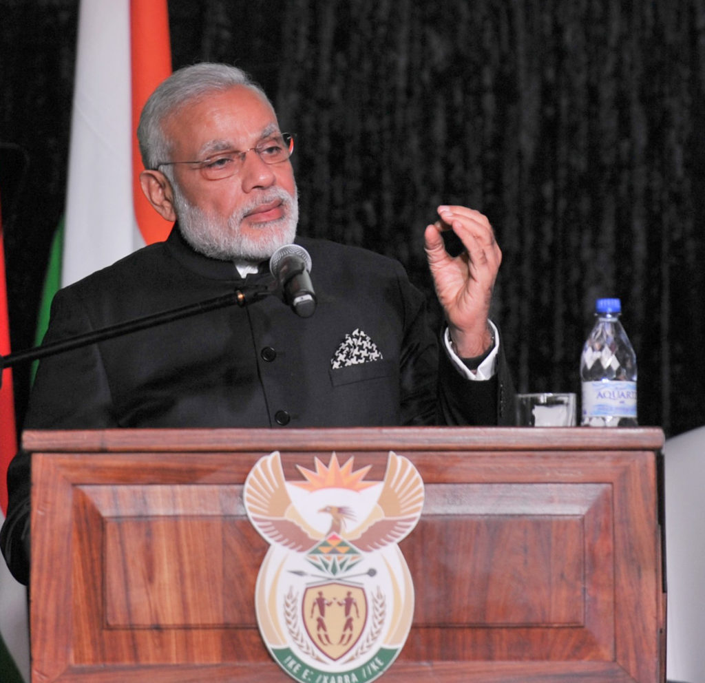 Narendra Modi addressing the India-South Africa Business Meet, in Pretoria