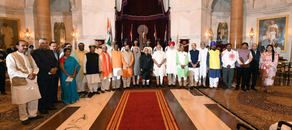 President Pranb Mukherjee  - With Council of Ministers of PM Modi