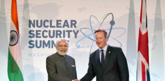 Prime Minister Narendra Modi with the UK Prime Minister David Cameron - at the 2016 Nuclear Security Summit