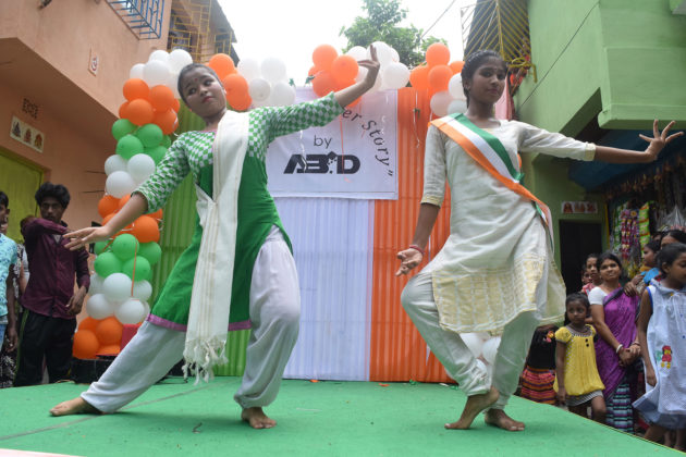 Students Performing at the inaugural of The Makeover Story organized by ABID to mark the occassion of pre-independence day celebation