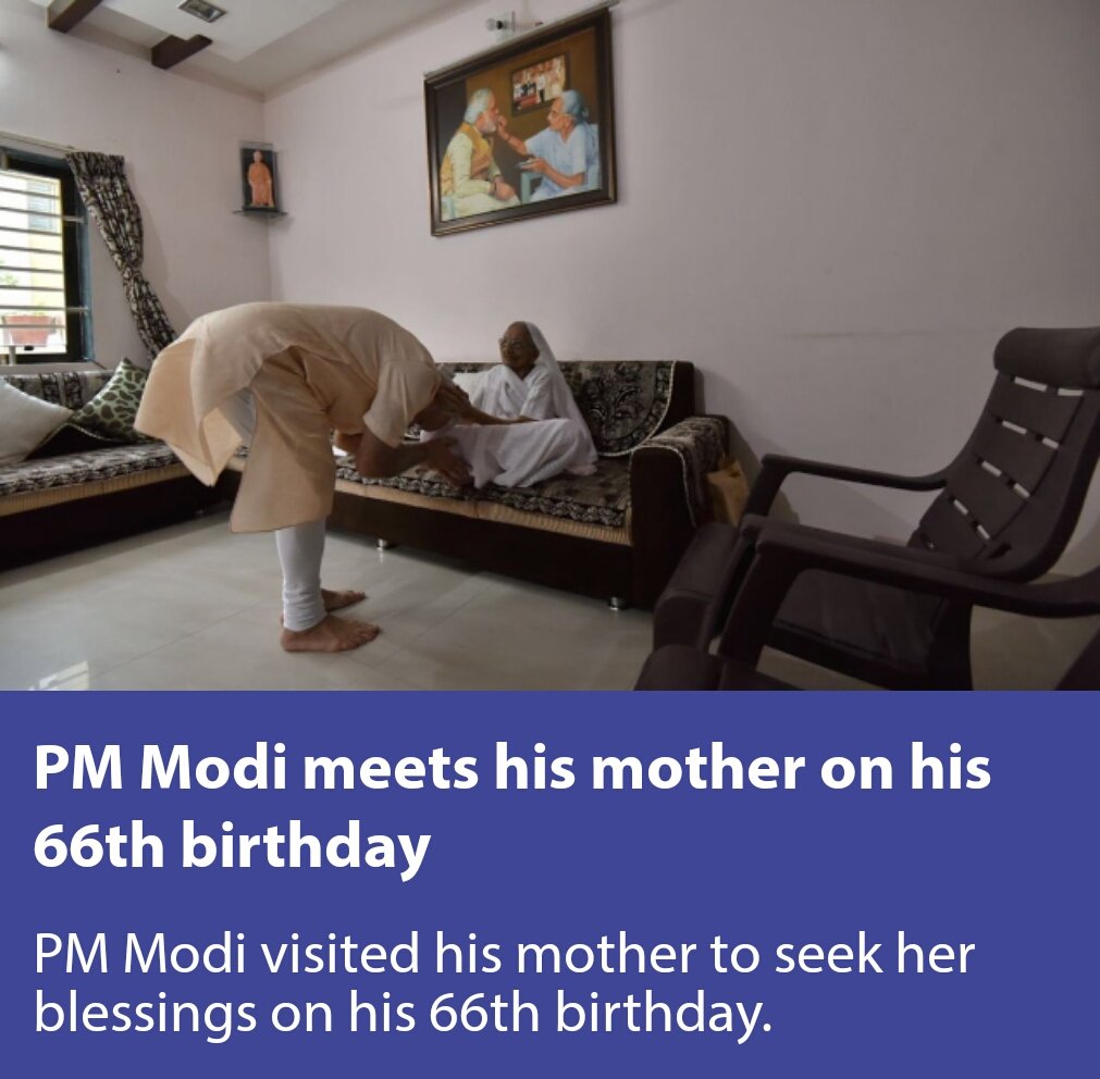 Modi with Mother on 66th Birthday