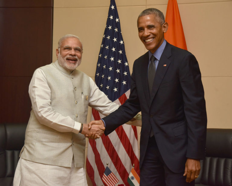 The Prime Minister, Shri Narendra Modi meeting the President of United States of America (USA), Mr. Barack Obama