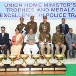 The Union Home Minister, Shri Rajnath Singh with the awardees at the Central Detective Training School (CDTS) campus, in Ghaziabad on December 16, 2016.