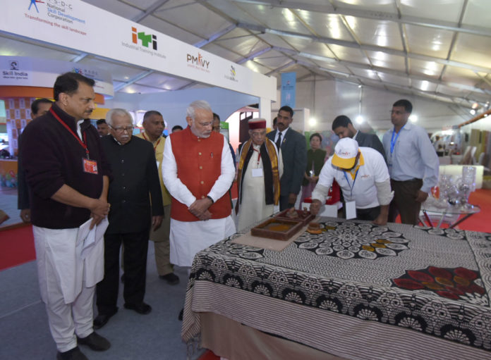 The Prime Minister, Shri Narendra Modi visiting a Skill Exhibition, in Kanpur, Uttar Pradesh on December 19, 2016. The Governor of Uttar Pradesh, Shri Ram Naik and the Minister of State for Skill Development & Entrepreneurship (Independent Charge) and Parliamentary Affairs, Shri Rajiv Pratap Rudy are also seen.