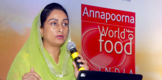 Transforming the Food Economy of India – An international platform to showcase, connect & collaborate in the Food sector The Union Minister for Food Processing Industries, Smt. Harsimrat Kaur Badal addressing at the Annapoorna World Food