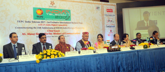 The Minister of State for Communications (Independent Charge) and Railways, Shri Manoj Sinha at the inauguration of the ASEAN India Digital Connectivity Summit, in New Delhi on February 20, 2017. The Secretary, Telecom, Shri J.S. Deepak and other dignitaries are also seen