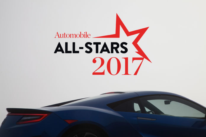 The 2017 Acura NSX was selected as a 2017 'AUTOMOBILE' All-Star, adding to the supercar's growing list of accolades.
