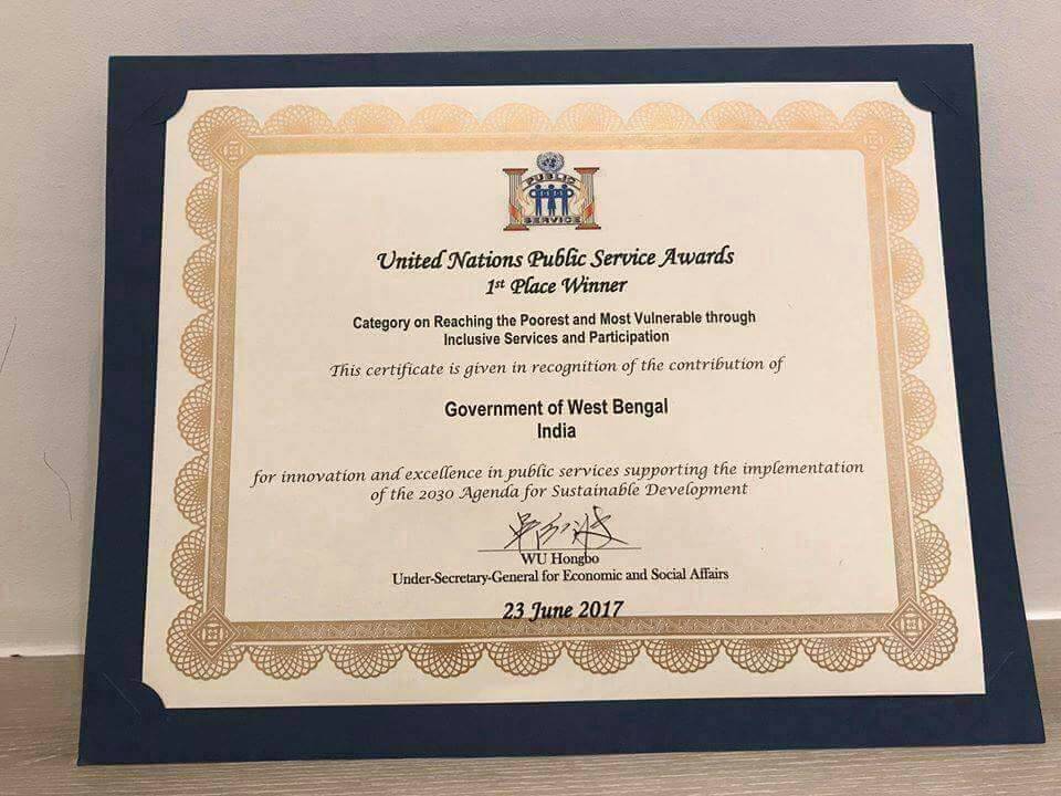 Kanyashree Project #1 Winner in UN Public Service Award 2017