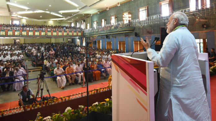The Prime Minister, Shri Narendra Modi addressing at the launch of the PN Panicker Reading Day - Reading Month Celebration, in Kerala on June 17, 2017.