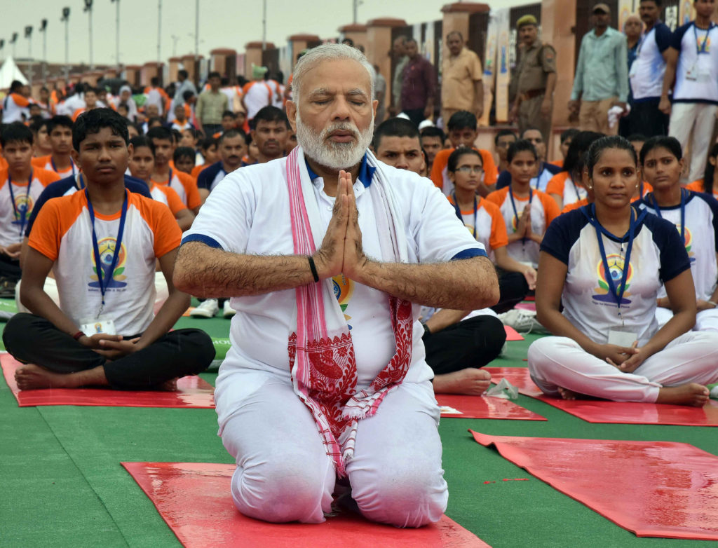 The Prime Minister, Shri Narendra Modi participates in the mass yoga demonstration at the Ramabai Ambedkar Maidan, on the occasion of the 3rd International Day of Yoga - 2017, in Lucknow on June 21, 2017.