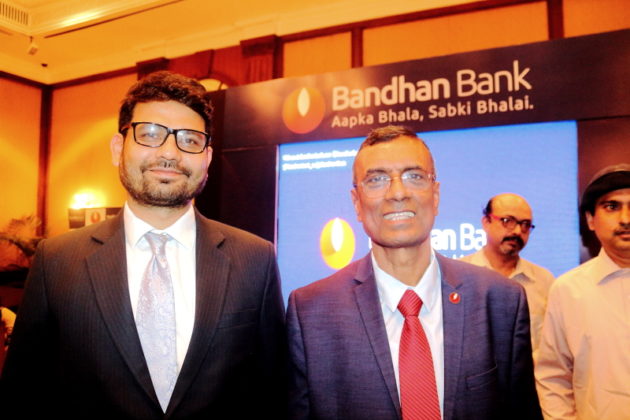 (R-L) C.S.Ghosh MD & Sunil SamdaniCFO Bandhan Bank at Q1 Result Event - Kolkata