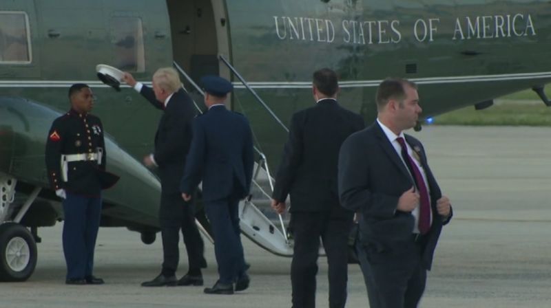 President Trump setting Marine's Cap