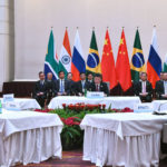 The Prime Minister, Shri Narendra Modi at the informal meeting of leaders of the BRICS countries, on the sidelines of the 12th G-20 Summit, at Hamburg, Germany on July 07, 2017.