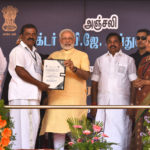 The Prime Minister, Shri Narendra Modi distributing the Sanction Letters to beneficiaries of Long Liner Trawlers under Blue Revolution Scheme, at Rameswaram, Tamil Nadu on July 27, 2017. The Chief Minister of Tamil Nadu, Shri Edappadi K. Palaniswami, the Minister of State for Commerce & Industry (Independent Charge), Smt. Nirmala Sitharaman and other dignitaries are also seen.