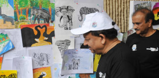 The Union Minister for Science & Technology, Earth Sciences and Environment, Forest & Climate Change, Dr. Harsh Vardhan visiting an exhibition, on the occasion of the World Elephant Day 2017, in New Delhi on August 12, 2017.