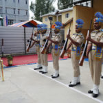The Union Home Minister, Shri Rajnath Singh taking the salute of the Guard of Honour, during his visit to the CRPF Camp, in Anantnag district on September 10, 2017.