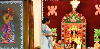 Mamata Didi offering prayer at Kali Puja at Home
