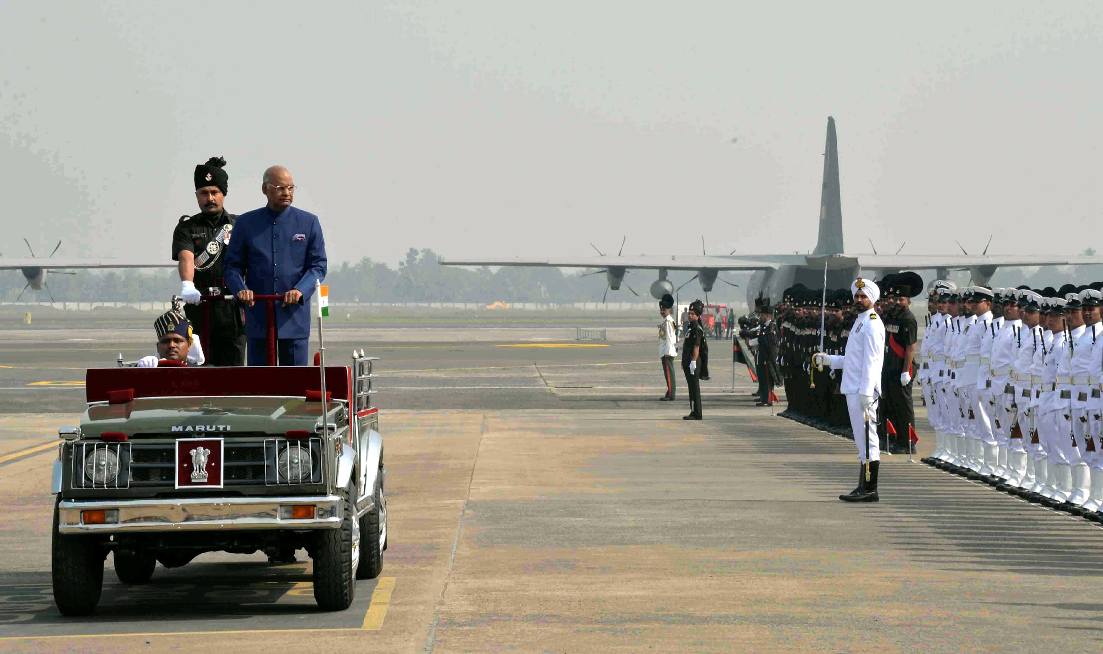 The President, Shri Ram Nath Kovind inspecting the Guard of Honour, during his arrival, at Kolkata Airport, in West Bengal on November 28, 2017.