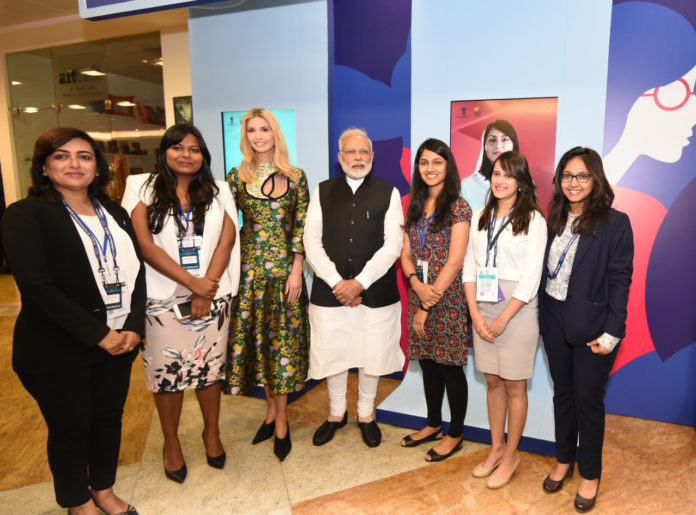 The Prime Minister, Shri Narendra Modi and the Advisor to the President of United States, Ms. Ivanka Trump visiting the Virtual Exhibition, at the Global Entrepreneurship Summit-2017, in Hyderabad on November 28, 2017.