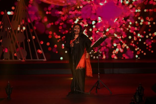 Usha Uthup performing at the East Zonal Crowning Ceremony of Fbb Colors Femina Miss India held at Swissotel, Kolkata.