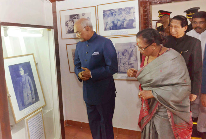 The President, Shri Ram Nath Kovind visiting the birth place and museum of Netaji Subhash Chandra Bose, at Bhubaneswar, Odisha on March 17, 2018. The Governor of Odisha, Dr. S.C. Jamir and the first Lady of India, Smt. Savita Kovind are also seen.