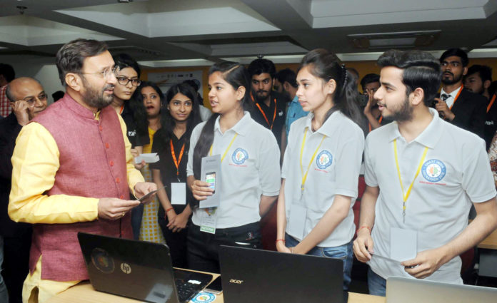 The Union Minister for Human Resource Development, Shri Prakash Javadekar at the inauguration of the Smart India Hackathon 2018, in New Delhi on March 30, 2018.
