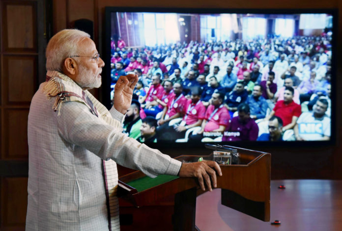 The Prime Minister, Shri Narendra Modi addressing the Silver Jubilee Celebrations of the Shree Cutchi Leva Patel Samaj in Nairobi, Kenya, via video conferencing, in New Delhi on March 30, 2018.
