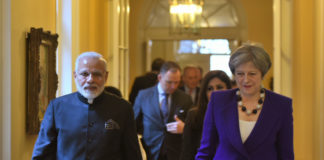 The Prime Minister, Shri Narendra Modi with the Prime Minister of United Kingdom, Ms. Theresa May, at 10 Downing Street, in London on April 18, 2018.