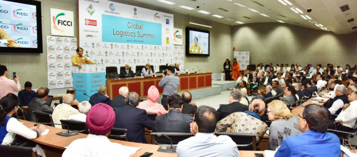 The Union Minister for Commerce & Industry and Civil Aviation, Shri Suresh Prabhakar Prabhu delivering the inaugural address at the Global Logistics Summit, in New Delhi on April 05, 2018.