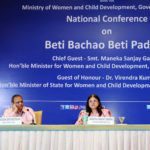 The Union Minister for Women and Child Development, Smt. Maneka Sanjay Gandhi at the National Conference on Beti Bachao Beti Padhao (BBBP) - with the State Officials, District Officials/Nodal Officers, in New Delhi on May 04, 2018. The Secretary, Ministry of Women and Child Development, Shri Rakesh Srivastava is also seen.