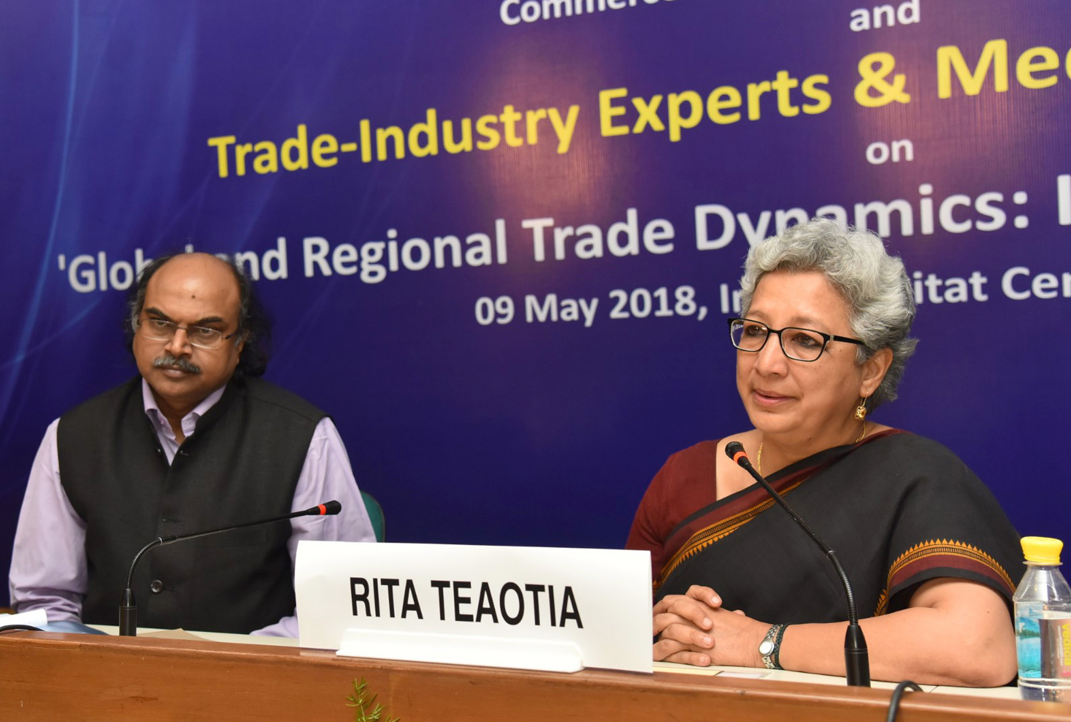 The Commerce Secretary, Ms. Rita A. Teaotia briefing the press at the end of interactive session with Trade-Industry Experts on Global and Regional Trade Dynamics: Indias Future Trade Strategy, organised by the Centre for Regional Trade (CRT), in New Delhi on May 09, 2018.