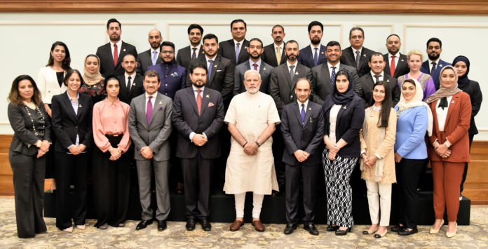 The Prime Minister, Shri Narendra Modi with the Members of Oman India Joint Business Council, in New Delhi on May 16, 2018.