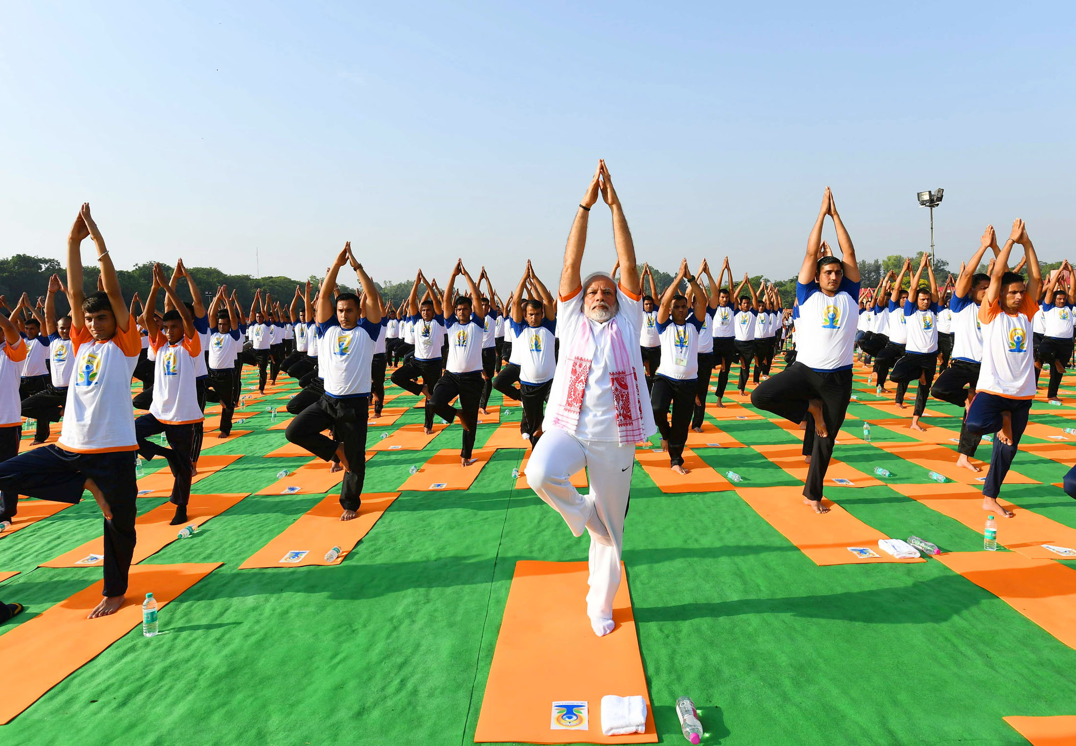 The Prime Minister, Shri Narendra Modi participates in the mass yoga demonstration, on the occasion of the 4th International Day of Yoga 2018, at the Forest Research Institute, in Dehradun, Uttarakhand on June 21, 2018.