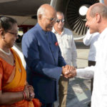 The President, Shri Ram Nath Kovind being received by the Deputy Minister of Foreign Affairs of Cuba, Mr. Rogelio Sierra Diaz, on his arrival, at Jose Marti International Airport, Havana, in Cuba on June 21, 2018.