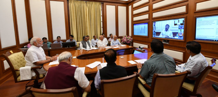 The Prime Minister, Shri Narendra Modi chairing twenty- seventh interaction through PRAGATI - the ICT-based, multi-modal platform for Pro-Active Governance and Timely Implementation, in New Delhi on June 27, 2018.