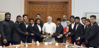 PM meets members of Mission Shaurya Team The Prime Minister, Shri Narendra Modi meeting the members of the Mission Shaurya Team, five students out of this group successfully scaled Mt. Everest in May 2018, in New Delhi on June 29, 2018. The Chief Minister of Maharashtra, Shri Devendra Fadnavis and the Minister of State for Home Affairs, Shri Hansraj Gangaram Ahir are also seen.