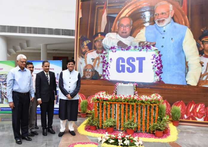 The Union Minister for Railways, Coal, Finance and Corporate Affairs, Shri Piyush Goyal on completion of First Year of implementation of historic tax reform of GST, to mark the occasion, 1st July, 2018 to be celebrated as the GST DAY, in New Delhi on July 01, 2018.