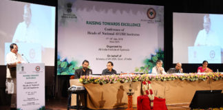 The Minister of State for AYUSH (Independent Charge), Shri Shripad Yesso Naik addressing at the inauguration of the Conference of Heads of National AYUSH Institutes, in New Delhi on July 17, 2018. The Secretary, Ministry of AYUSH, Shri Vaidya Rajesh Kotecha and other dignitaries are also seen.