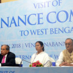 The Chairman of the 15th Finance Commission, Shri N.K. Singh along with the Chief Minister of West Bengal, Ms. Mamata Banerjee and other dignitaries addressing press conference, at Nabanna, in Kolkata on July 17, 2018.