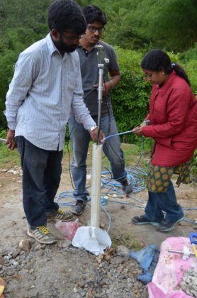 Pix 1 - Installing the sensors at Chandmari Village in Sikkim’s Gangtok ...