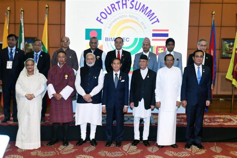 The Prime Minister, Shri Narendra Modi and other BIMSTEC leaders in a group photograph with the HODs of Ministerial delegations, during the 4th BIMSTEC Summit, in Kathmandu, Nepal on August 31, 2018.