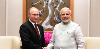 The Prime Minister, Shri Narendra Modi meeting the President of Russian Federation, Mr. Vladimir Putin, in New Delhi on October 04, 2018.