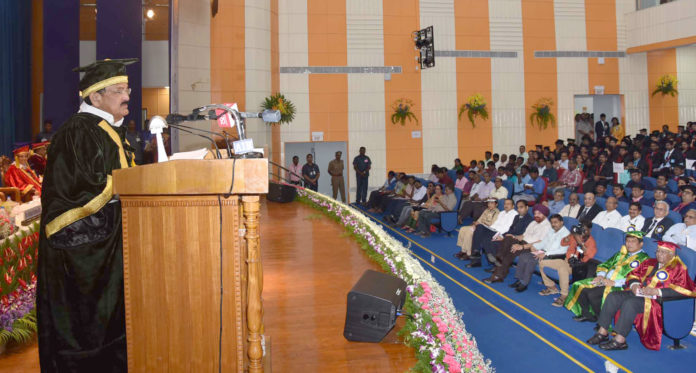 The Vice President, Shri M. Venkaiah Naidu addressing the 9th Annual Convocation of Jawaharlal Institute of Postgraduate Medical Education and Research (JIPMER), in Puducherry on October 12, 2018.