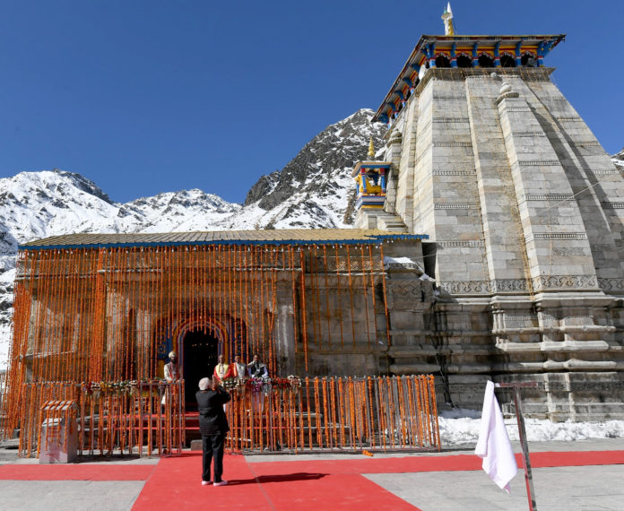 PM offers prayers at Kedarnath Temple - Takes an overview of progress of reconstruction projects