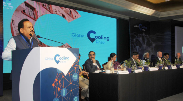 The Union Minister for Science & Technology, Earth Sciences and Environment, Forest & Climate Change, Dr. Harsh Vardhan addressing at the inauguration of the Global Cooling Innovation Summit & Global Cooling Prize, in New Delhi on November 12, 2018.
