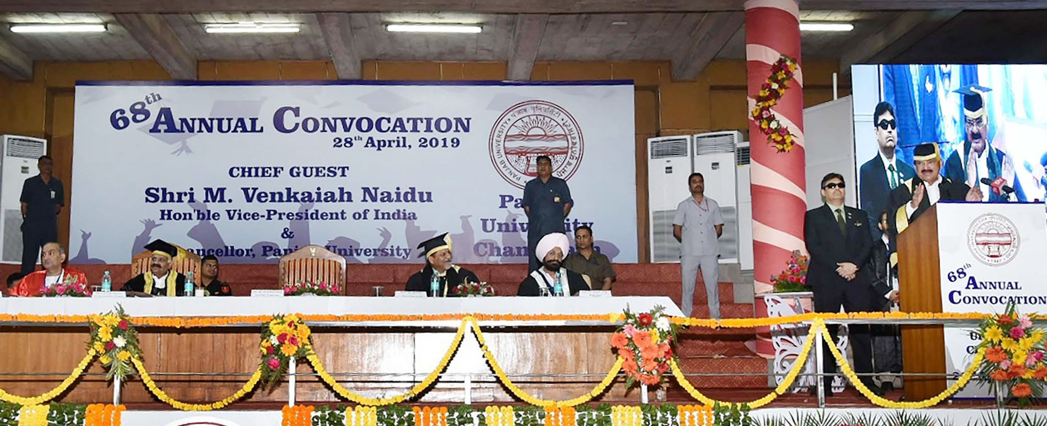 The Vice President, Shri M. Venkaiah Naidu addressing at the 68th Convocation of Panjab University, in Chandigarh, Punjab on April 28, 2019.
