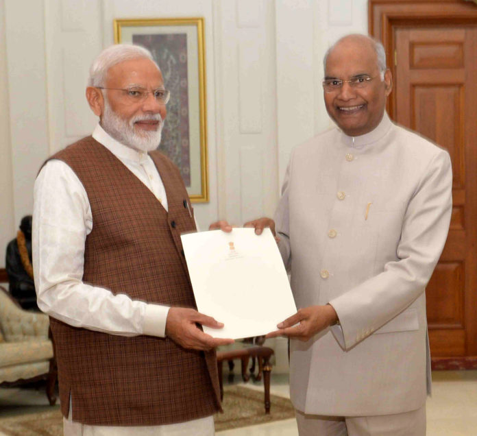 Exercising powers vested in him under Article 75 (1) of the Constitution of India, the President, Shri Ram Nath Kovind, appointed Shri Narendra Modi to the office of Prime Minister of India, at Rashtrapati Bhavan, in New Delhi on May 25, 2019.