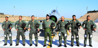 The Chief of the Air Staff, Air Chief Marshal B.S. Dhanoa and the Air Officer Commanding-in-Chief Western Air Command, Air Marshal R. Nambiar with the formation members, during the ‘Missing Man’ formation sortie, at Bhatinda, Punjab on May 27, 2019.