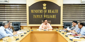 The Union Minister for Health & Family Welfare, Science & Technology and Earth Sciences, Dr. Harsh Vardhan chairing a high level multi-disciplinary expert group meeting to understand causes of child deaths due to AES/JE in Bihar, in New Delhi on June 18, 2019.